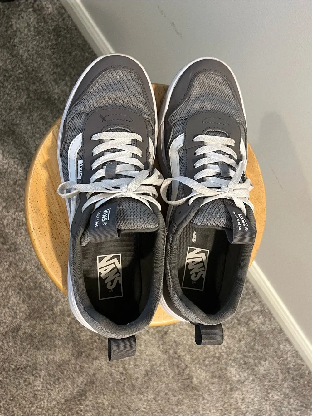Vans Gray and White Low-Top Skate Shoe
